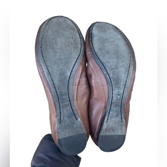 Tory Burch Caroline black and brown leather logo ballet flat shoes size 6.5 - Picture 11 of 14
